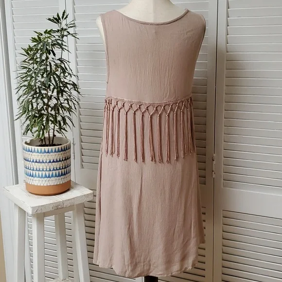 JODIFL Tan Pullover Tassel Sundress Size S - Picture 3 of 6